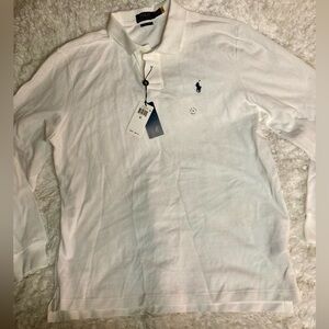 Ralph Lauren Polo Alpine White Custom Fit Long Sleeves Mesh Mens Shirt sz XL